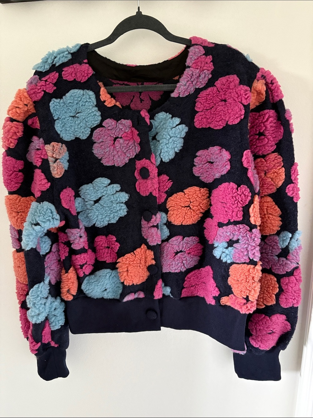 Women’s floral funky chunky sweater jacket nwot xl